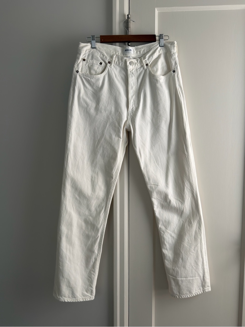 Agolde Women's White Straight Jeans